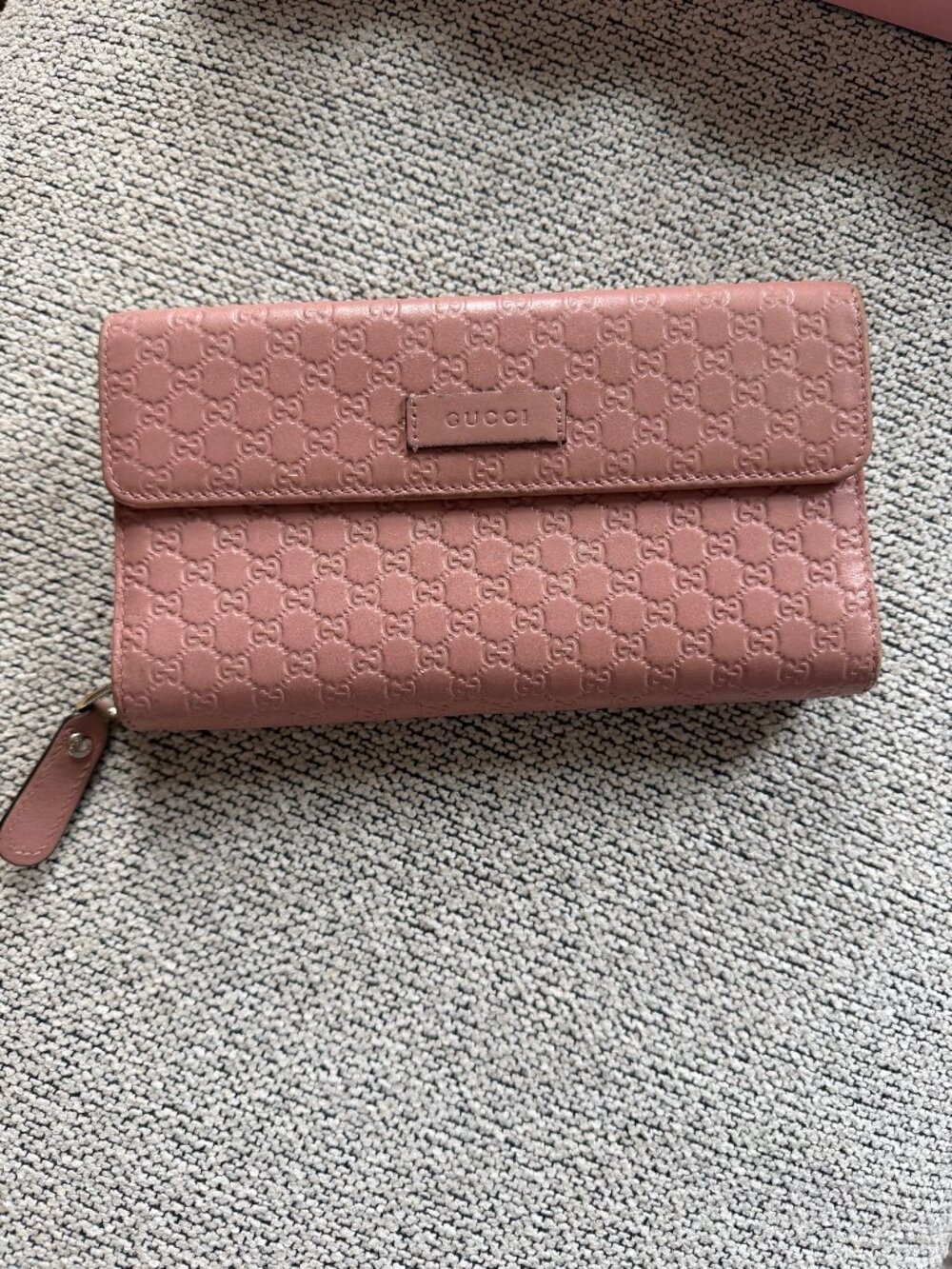 Gucci Long Pink Zippy  Vintage Leather Wallet 7.5"x4"